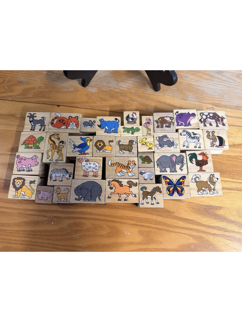 Lot Of 35 Melissa & Doug Assorted Wooden Animal Stamps & Others, Bulk *